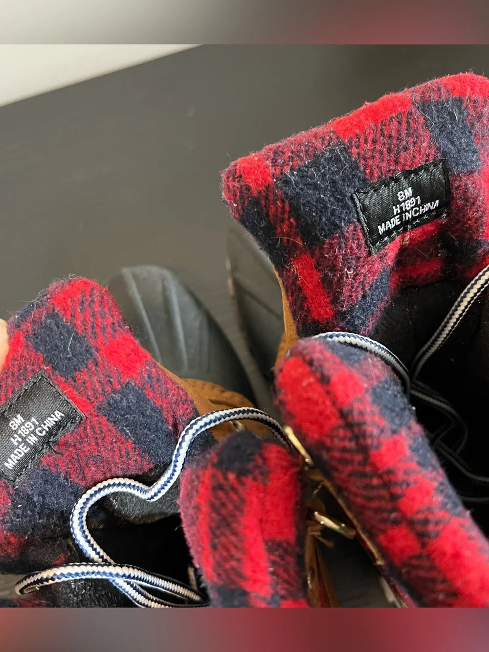 J. Crew Perfect Winter Leather Red Plaid Flannel Winter Duck Boots H1891 Size‎ 8